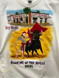 Hand-painted Hemingway t-shirt - Running of the Bulls