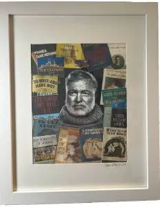 Hemingway collage art with labels