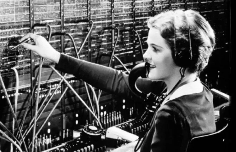 Operator at switchboard